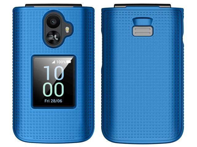 Grid Texture Hard Case Cover for TCL Flip 3 Phone - Cobalt Blue