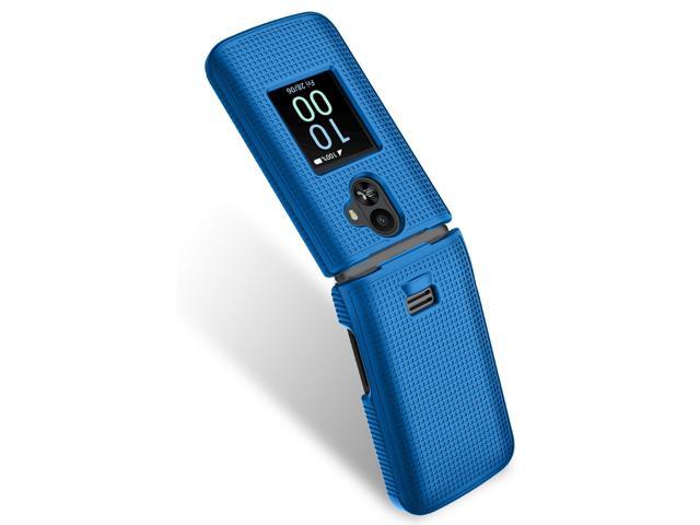 Grid Texture Hard Case Cover for TCL Flip 3 Phone - Cobalt Blue