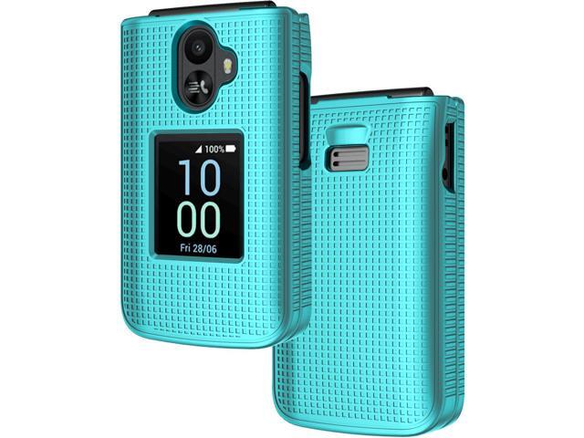 Grid Texture Hard Case Slim Cover for TCL Flip 3 Phone - Teal Mint Cyan