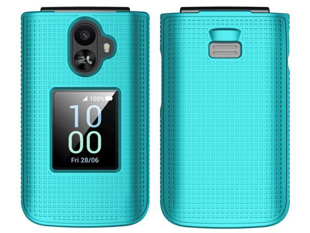 Grid Texture Hard Case Slim Cover for TCL Flip 3 Phone - Teal Mint Cyan