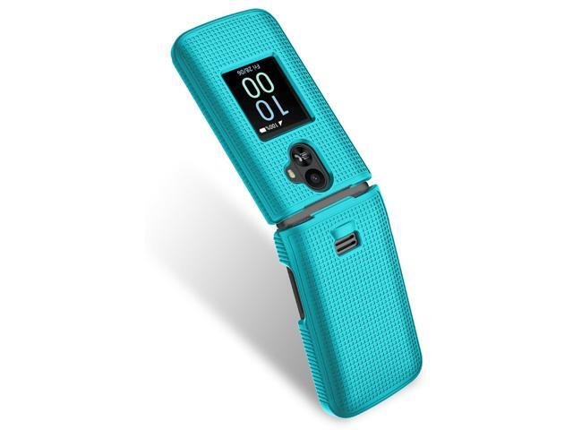 Grid Texture Hard Case Slim Cover for TCL Flip 3 Phone - Teal Mint Cyan