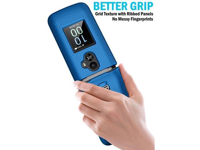 Grid Texture Hard Case Cover for TCL Flip 3 Phone - Cobalt Blue