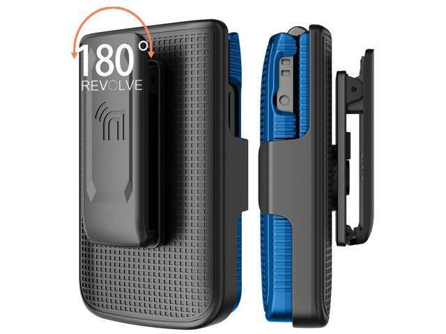 Hard Case and Belt Clip Holster Holder Combo for TCL Flip 3 Phone - Cobalt Blue