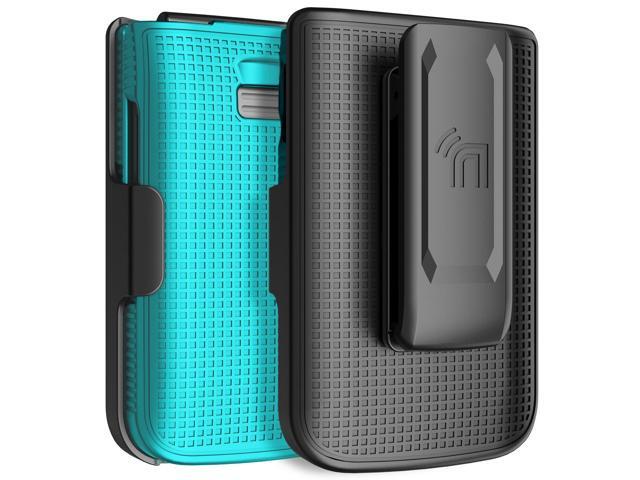 Hard Case and Belt Clip Holster Holder Combo for TCL Flip 3 Phone - Teal Mint