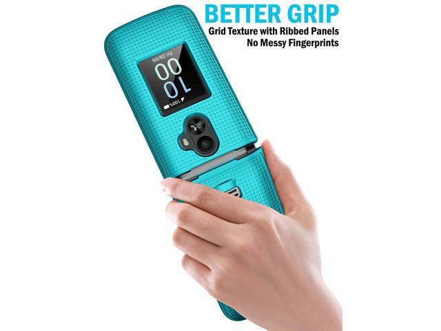 Grid Texture Hard Case Slim Cover for TCL Flip 3 Phone - Teal Mint Cyan
