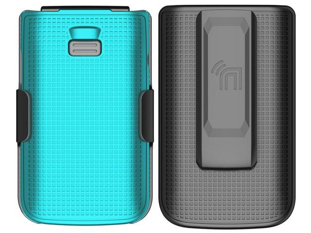 Hard Case and Belt Clip Holster Holder Combo for TCL Flip 3 Phone - Teal Mint