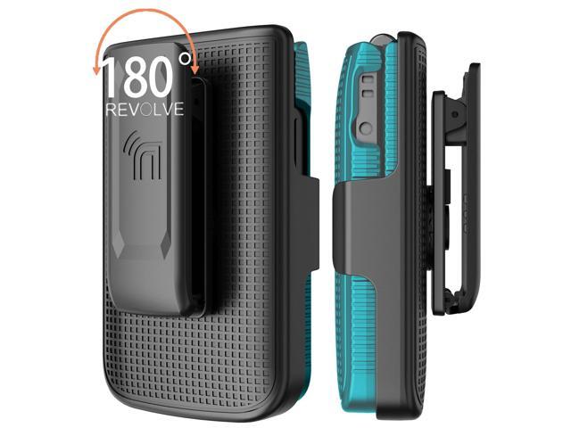 Hard Case and Belt Clip Holster Holder Combo for TCL Flip 3 Phone - Teal Mint