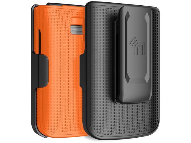 Hard Case and Belt Clip Holster Holder for TCL Flip 3 Phone - Bright Orange