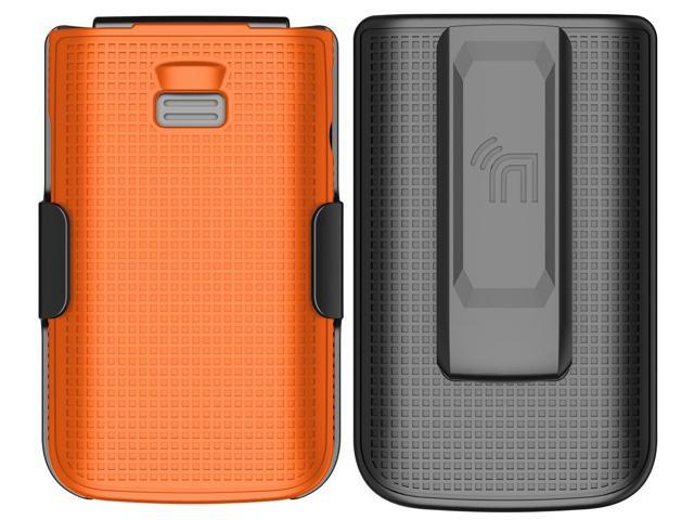 Hard Case and Belt Clip Holster Holder for TCL Flip 3 Phone - Bright Orange