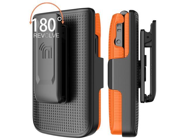 Hard Case and Belt Clip Holster Holder for TCL Flip 3 Phone - Bright Orange