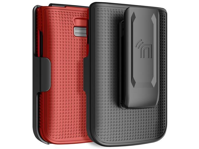 Hard Case and Belt Clip Holster Holder Combo for TCL Flip 3 Phone - Bold Red