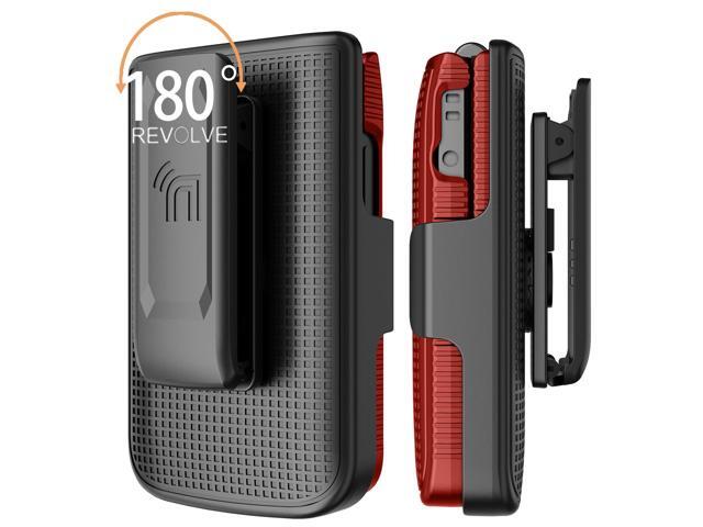 Hard Case and Belt Clip Holster Holder Combo for TCL Flip 3 Phone - Bold Red