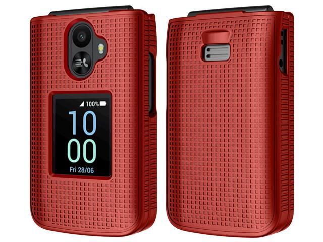 Hard Case and Belt Clip Holster Holder Combo for TCL Flip 3 Phone - Bold Red