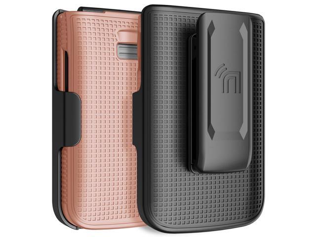 Hard Case and Belt Clip Holster Holder for TCL Flip 3 Phone - Rose Gold Pink