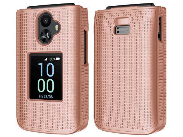 Hard Case and Belt Clip Holster Holder for TCL Flip 3 Phone - Rose Gold Pink