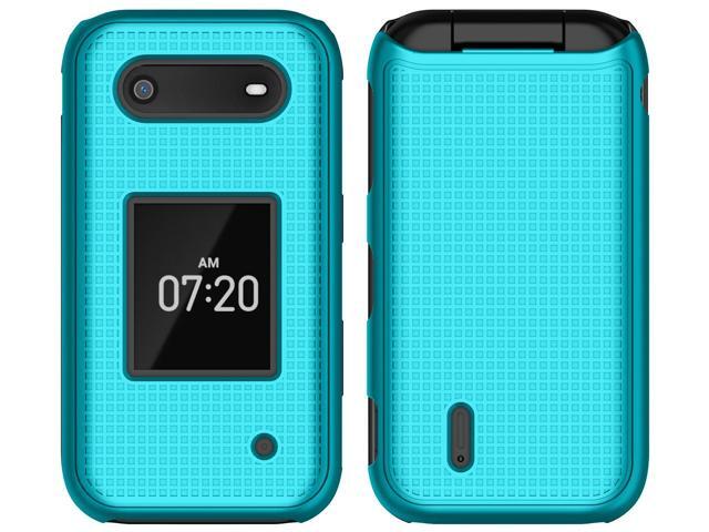 Teal Mint Cyan Grid Texture Hard Shell Case Cover for Nokia 2760 2780 Flip Phone