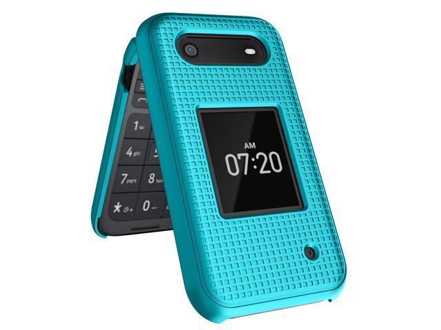 Teal Mint Cyan Grid Texture Hard Shell Case Cover for Nokia 2760 2780 Flip Phone