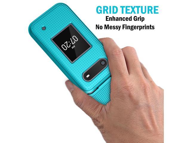 Teal Mint Cyan Grid Texture Hard Shell Case Cover for Nokia 2760 2780 Flip Phone