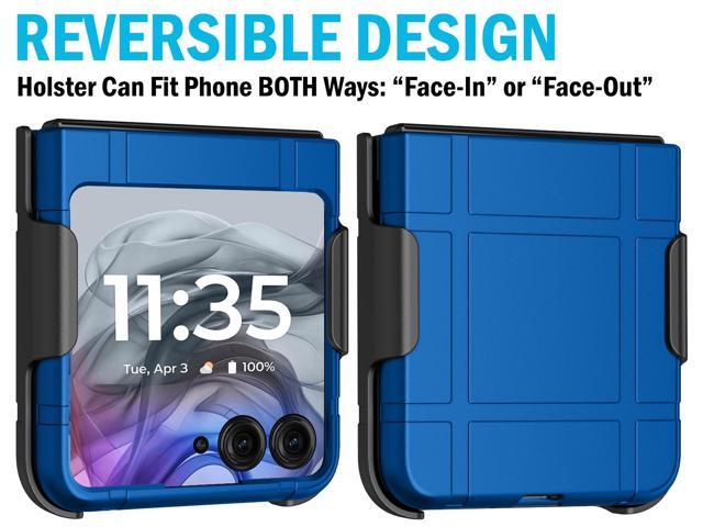 Hard Case Cover and Belt Clip Holster Holder for Motorola RAZR 2024/2025 - Blue