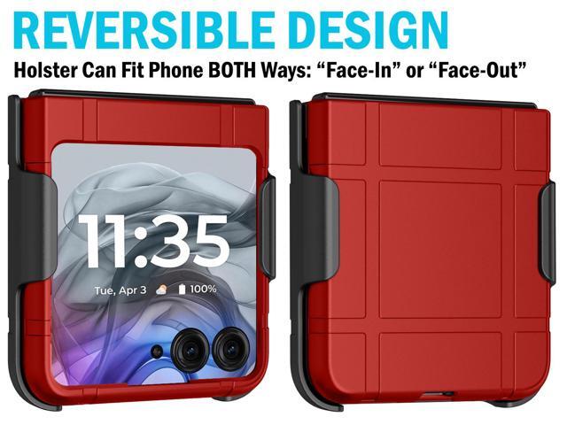 Hard Case Cover and Belt Clip Holster for Motorola RAZR 2024/2025 - Red