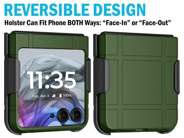 Hard Case and Belt Clip Holster for Motorola RAZR 2024/2025 - Forest Green