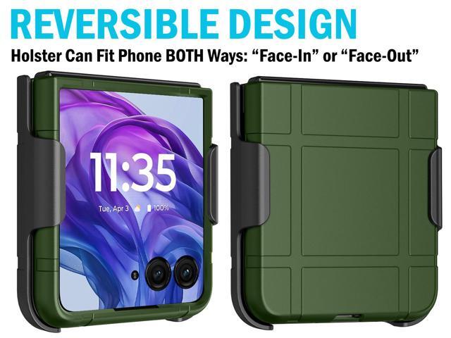 Hard Case and Belt Clip Holster for Motorola RAZR+ 2024/2025 (RAZR PLUS) - Green