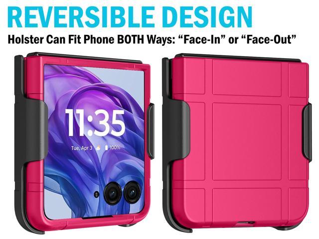 Hard Case + Belt Clip for Motorola RAZR+ 2024/2025 (RAZR PLUS) - Bright Hot Pink