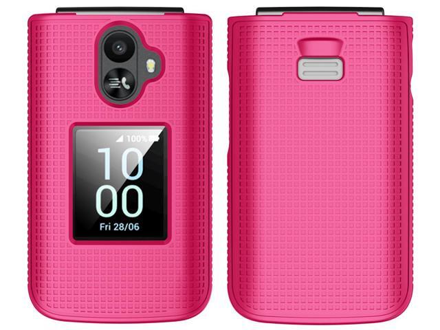 Grid Texture Hard Case Slim Cover for TCL Flip 3 Phone - Bright Hot Pink