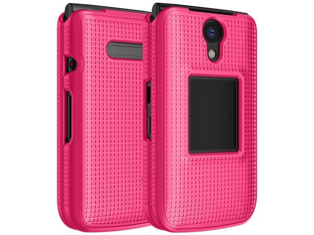 Grid Texture Hard Case Slim Cover for Orbic Journey Pro / Lite - Bright Hot Pink