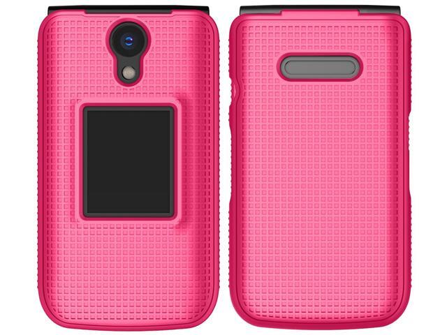Grid Texture Hard Case Slim Cover for Orbic Journey Pro / Lite - Bright Hot Pink