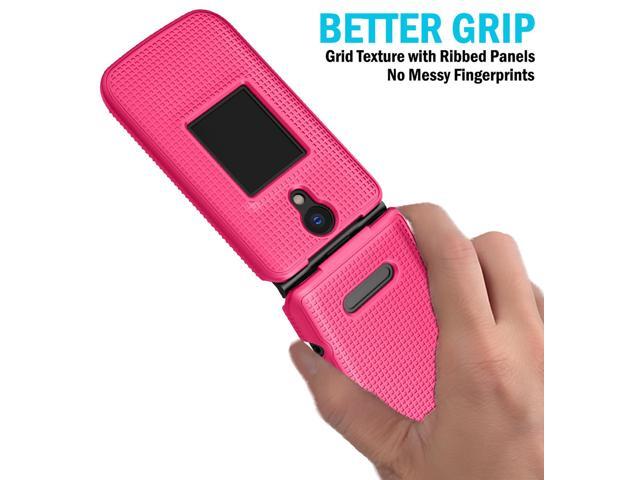 Grid Texture Hard Case Slim Cover for Orbic Journey Pro / Lite - Bright Hot Pink