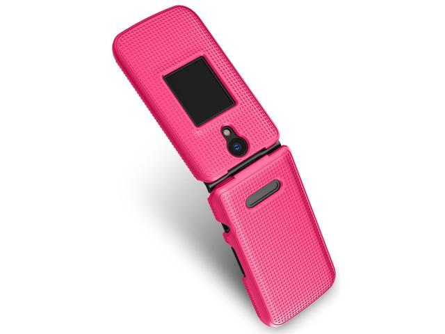 Grid Texture Hard Case Slim Cover for Orbic Journey Pro / Lite - Bright Hot Pink