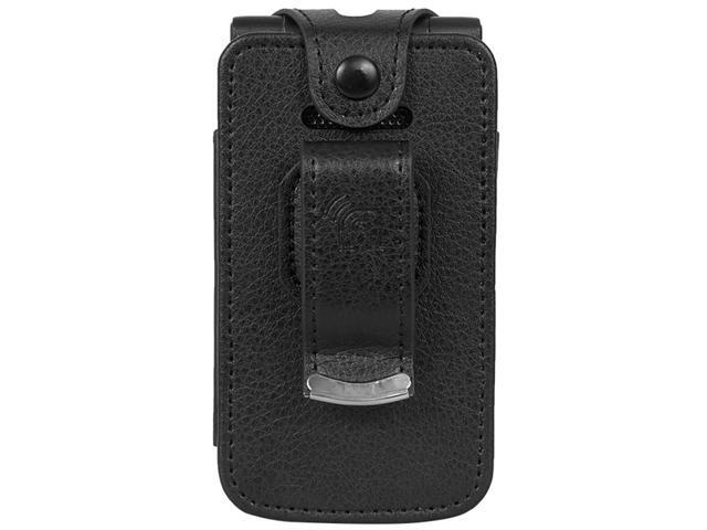 Black Vegan Leather Case with Belt Clip Screen Cover for Orbic Journey Pro, Lite