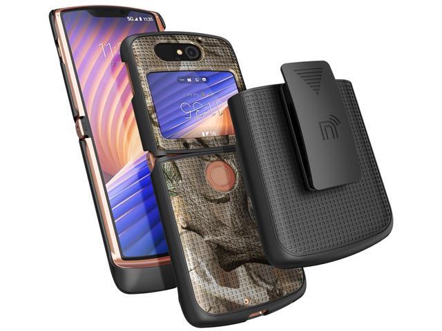 Camo Tree Real Woods Case and Belt Clip for Motorola RAZR 5G Flip Phone (2020)