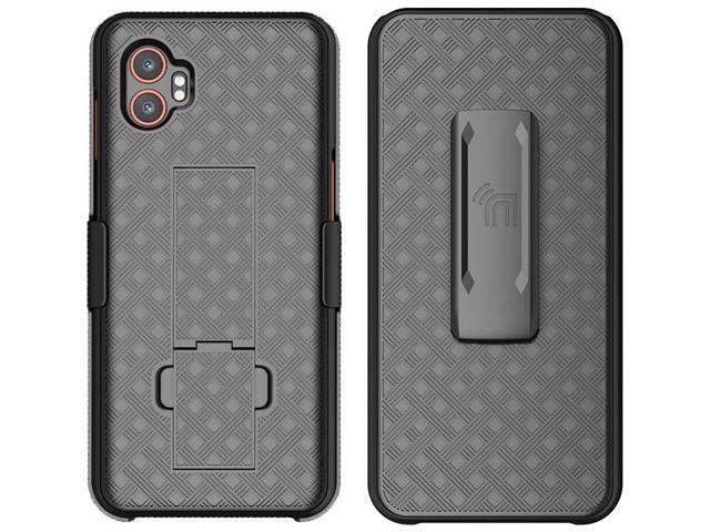 Slim Hard Case Stand Belt Clip Holster for Galaxy XCover 7 Pro Phone - Black