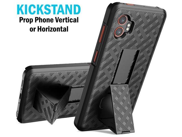 Slim Hard Case Stand Belt Clip Holster for Galaxy XCover 7 Pro Phone - Black