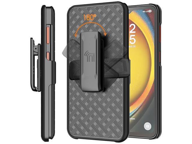 Slim Hard Case Stand Belt Clip Holster for Galaxy XCover 7 Pro Phone - Black