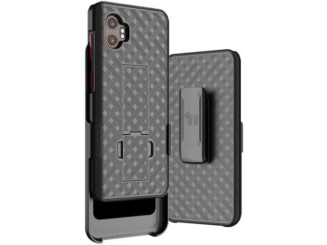 Slim Hard Case Stand Belt Clip Holster for Galaxy XCover 7 Pro Phone - Black