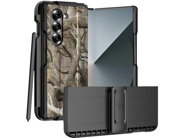 Rugged Case and Belt Clip Holster Stand for Samsung Galaxy Z Fold 6 - Bush Camo