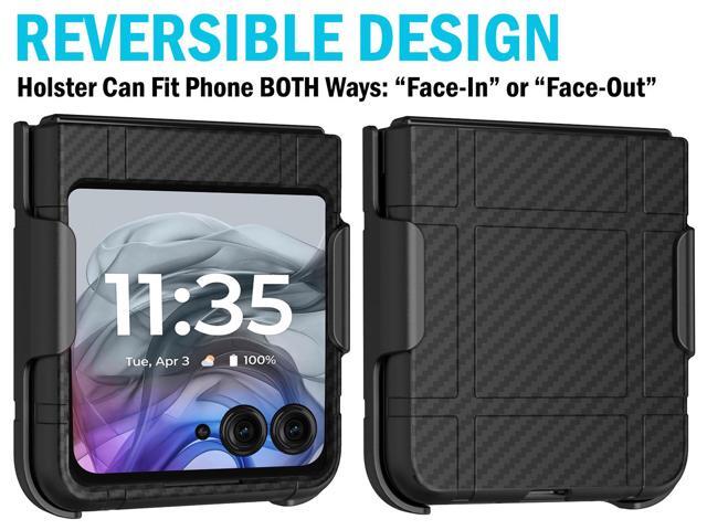Hard Case and Belt Clip for Motorola RAZR 2024/2025 - Black Carbon Fiber