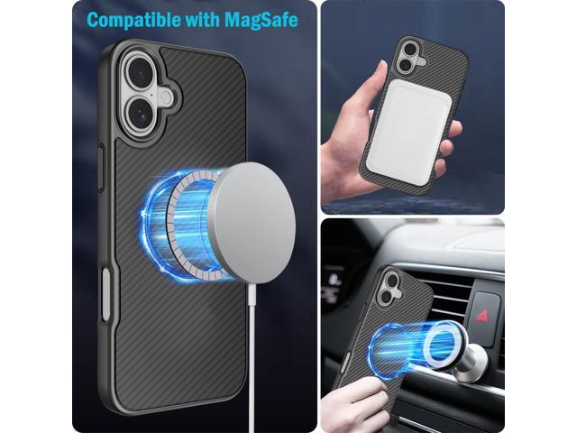 Case for iPhone 16 - Compatible with MagSafe - Carbon Fiber Design