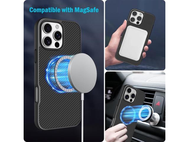 Case for iPhone 16 Pro Max - Compatible with MagSafe - Carbon Fiber Design