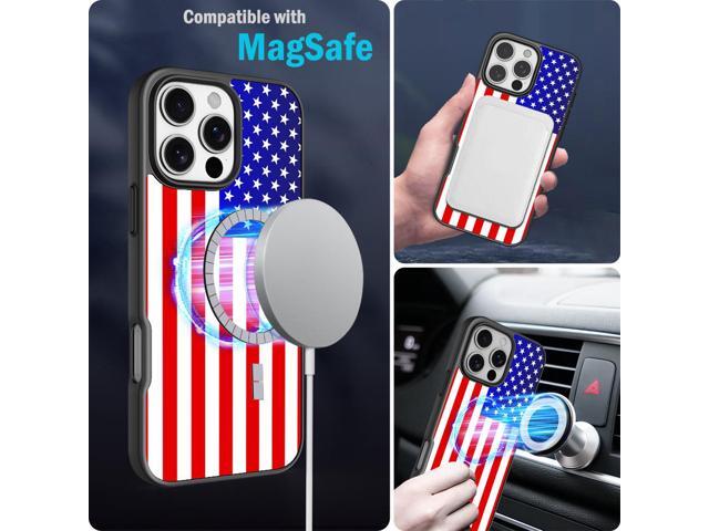 Case for iPhone 16 Pro Max - Compatible with MagSafe - USA Flag Design