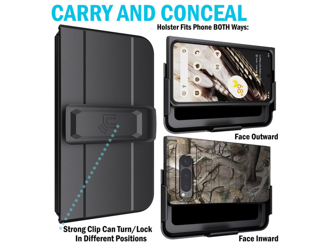 Case and Belt Clip Holster for Google Pixel Fold Phone (2023) - Camo Tree
