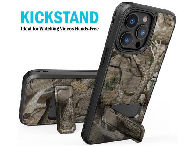 Hybrid Case w/ Stand Belt Clip Holster Combo for iPhone 15 Pro Max - Bush Camo