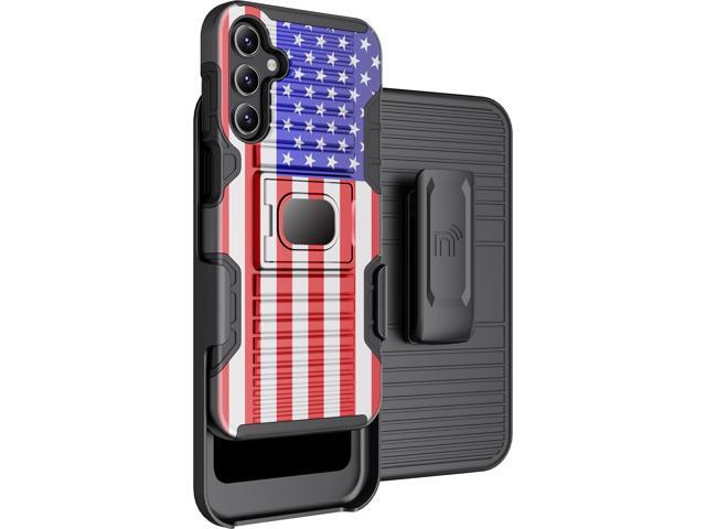 Rugged Case and Belt Clip Holster for Samsung Galaxy A15 / A25 5G - USA Flag