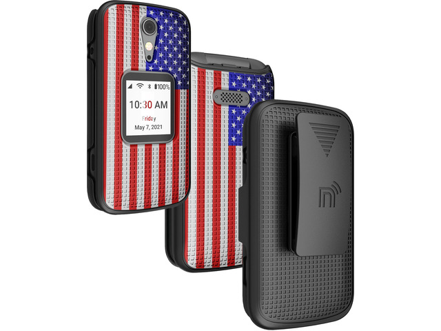 USA Flag Hard Case Cover Belt Clip Holster for Lively Jitterbug Flip 2 Phone