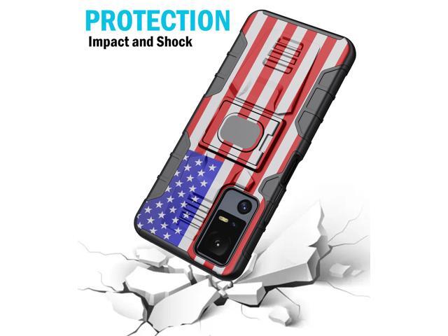 Rugged Case with Ring Grip Stand for Jitterbug Smart 4 / TCL 40XL - USA Flag