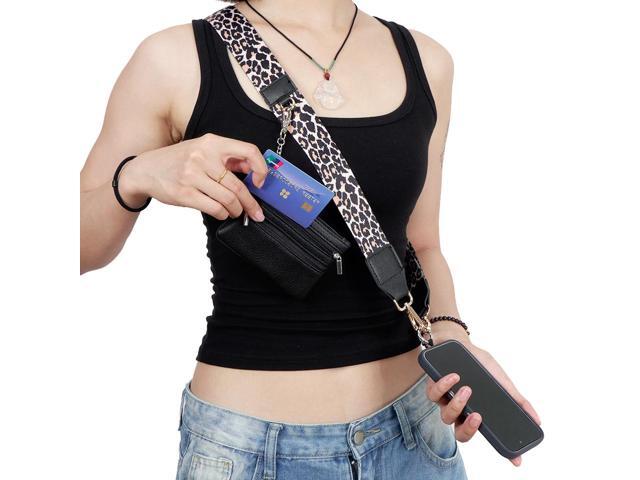 Universal Crossbody Phone Strap for Case with Zipper Pouch - Leopard Print