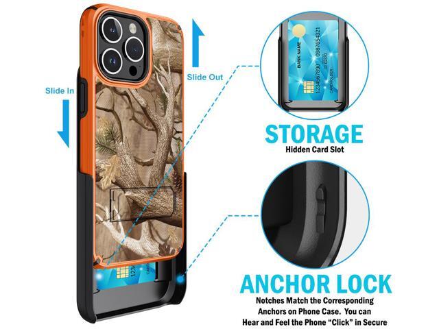 Hybrid Case w/ Stand Belt Clip Holster Combo for iPhone 15 Pro Max - Orange Camo